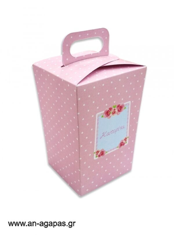 Μπομπονιέρα  βάπτισης  κουτί  τσαντάκι  Shabby  Chic