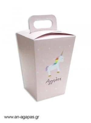 Μπομπονιέρα  βάπτισης  κουτί  τσαντάκι  Unicorn 