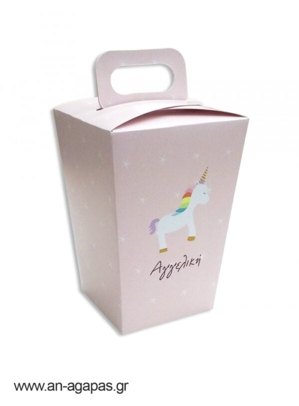 Μπομπονιέρα  βάπτισης  κουτί  τσαντάκι  Unicorn
