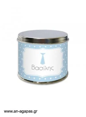 Μπομπονιέρα  βάπτισης  μεταλλικό  κουτί  Baby  Tie 