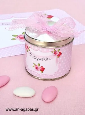 Μπομπονιέρα  βάπτισης  μεταλλικό  κουτί  Blossom  in  Pink 