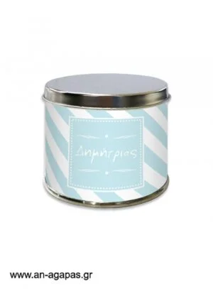 Μπομπονιέρα  βάπτισης  μεταλλικό  κουτί  Blue  Star 