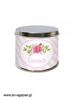 Μπομπονιέρα  βάπτισης  μεταλλικό  κουτί  Bouquet  in  Pink