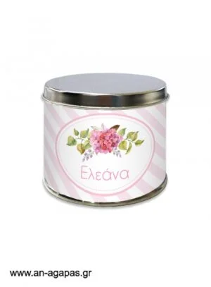 Μπομπονιέρα  βάπτισης  μεταλλικό  κουτί  Bouquet  in  Pink 