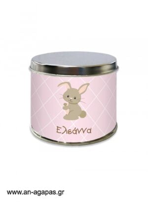 Μπομπονιέρα  βάπτισης  μεταλλικό  κουτί  Funny  Bunny  Girl