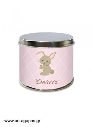 Μπομπονιέρα  βάπτισης  μεταλλικό  κουτί  Funny  Bunny  Girl 