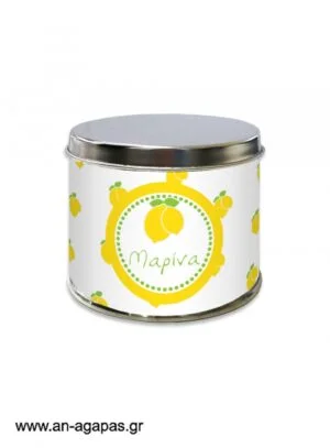 Μπομπονιέρα  βάπτισης  μεταλλικό  κουτί  Lemon  Checks 