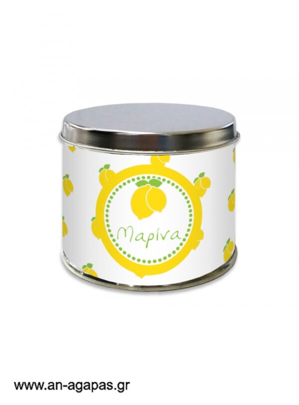 Μπομπονιέρα  βάπτισης  μεταλλικό  κουτί  Lemon  Checks