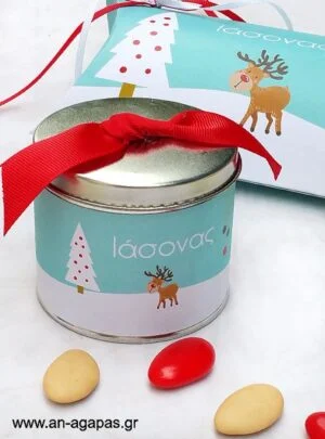 Μπομπονιέρα  βάπτισης  μεταλλικό  κουτί  Merry  Wishes 