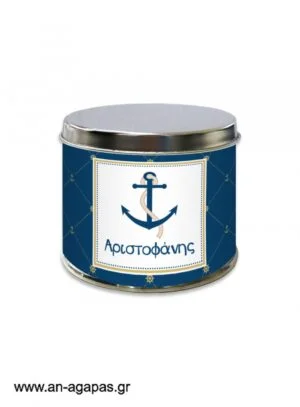 Μπομπονιέρα  βάπτισης  μεταλλικό  κουτί  Nautical  Gold 