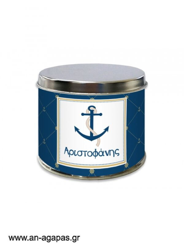 Μπομπονιέρα  βάπτισης  μεταλλικό  κουτί  Nautical  Gold