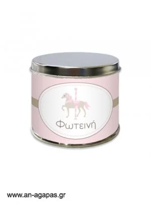 Μπομπονιέρα  βάπτισης  μεταλλικό  κουτί  Pink  Carousel 