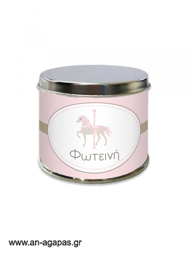 Μπομπονιέρα  βάπτισης  μεταλλικό  κουτί  Pink  Carousel