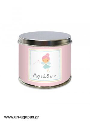 Μπομπονιέρα  βάπτισης  μεταλλικό  κουτί  Pink  Fairy
