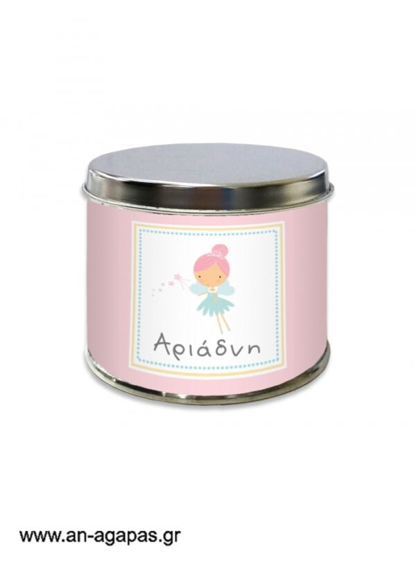 Μπομπονιέρα  βάπτισης  μεταλλικό  κουτί  Pink  Fairy