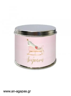 Μπομπονιέρα βάπτισης μεταλλικό κουτί Pink Sleight Christmas