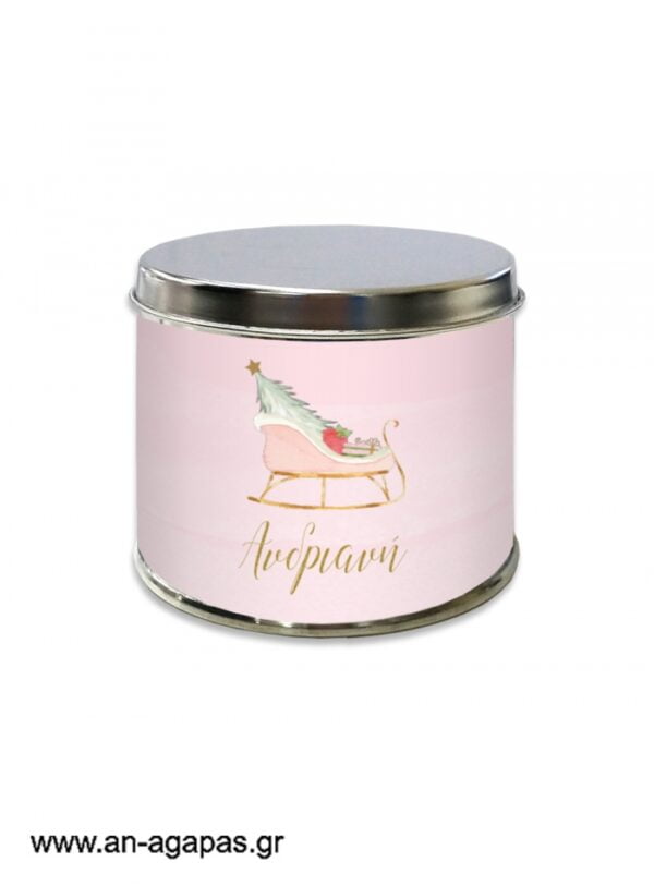 Μπομπονιέρα βάπτισης μεταλλικό κουτί Pink Sleight Christmas