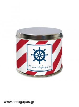 Μπομπονιέρα  βάπτισης  μεταλλικό  κουτί  Red  Nautical