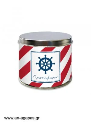 Μπομπονιέρα  βάπτισης  μεταλλικό  κουτί  Red  Nautical 