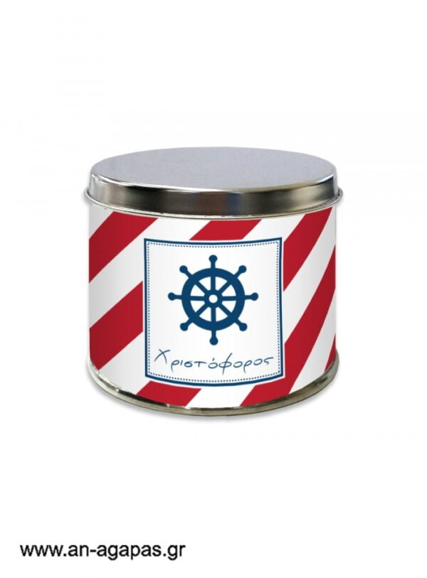Μπομπονιέρα  βάπτισης  μεταλλικό  κουτί  Red  Nautical