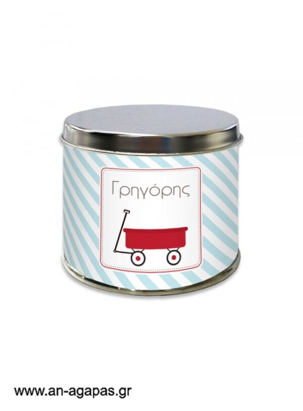 Μπομπονιέρα  βάπτισης  μεταλλικό  κουτί  Red  Wagon