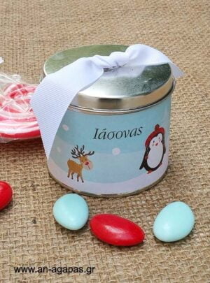 Μπομπονιέρα  βάπτισης  μεταλλικό  κουτί  Winter  Pals
