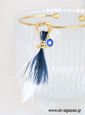 Μαρτυρικό βραχιόλι bracelet με δίχρωμο φτερό μαμά-νονά 