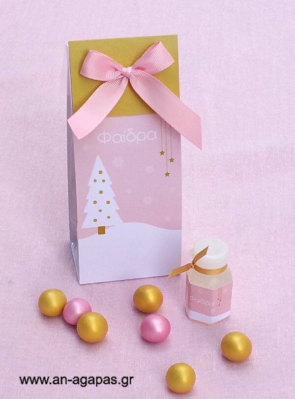 Μπομπονιέρα  δωράκι  με  bubbles  Pink  Christmas