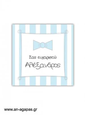 Ευχαριστήριο  καρτελάκι  Blue  Dots  &  Stripes 