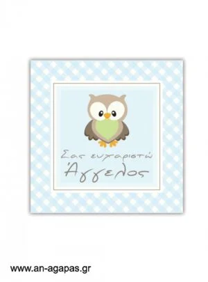 Ευχαριστήριο  καρτελάκι  Little  Owl  Blue 