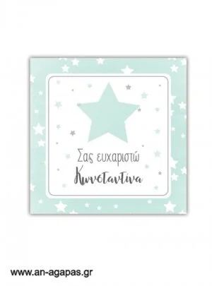 Ευχαριστήριο  καρτελάκι    Shiny  Star  Mint 