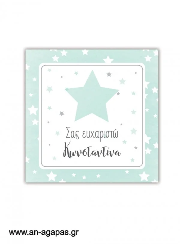 Ευχαριστήριο  καρτελάκι    Shiny  Star  Mint