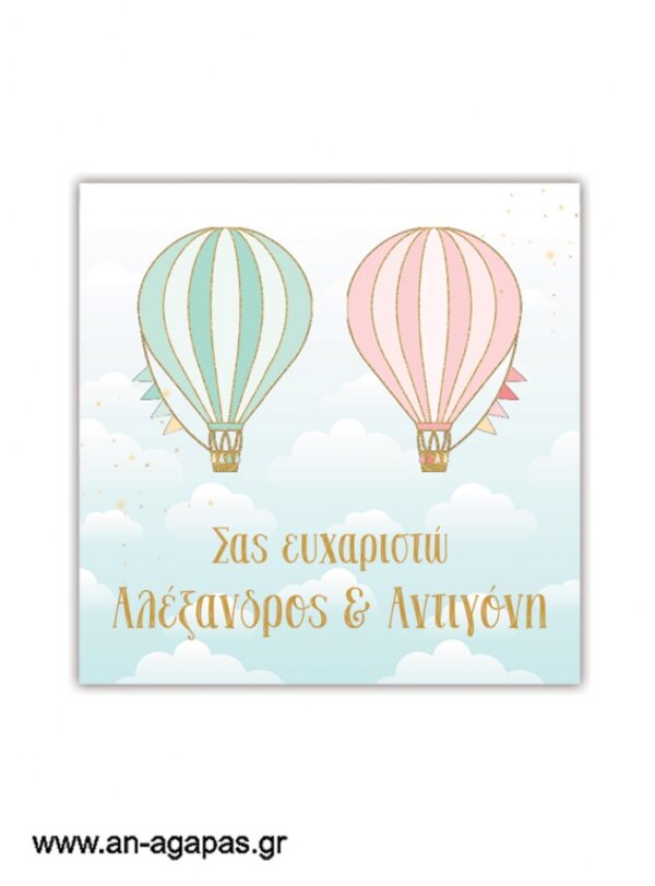 Ευχαριστήριο καρτελάκι Twin Hotair Balloons