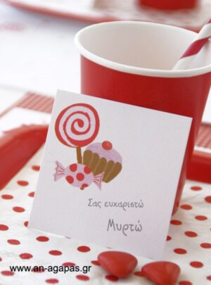 Ευχαριστήριο  καρτελάκι  κορίτσι  sweet 