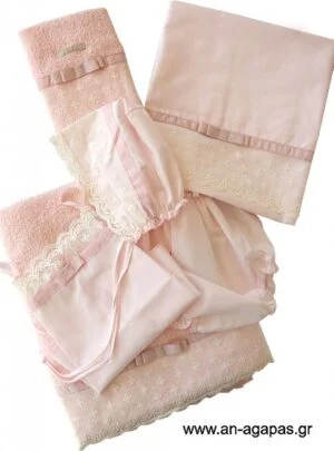 Λαδόπανα  ροζ  με  δαντέλα 