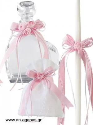 Λαδοσέτ  ροζ  με  ροζ  λουλούδια 