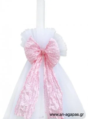 Λαμπάδα  ρομαντικό  ροζ  σχέδιο 