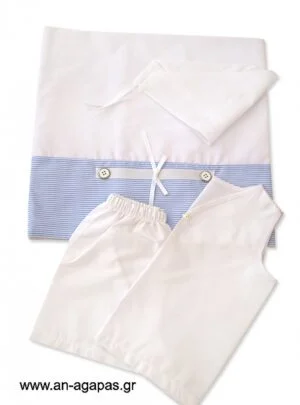 Λαδόπανα  σιέλ  ριγέ  με  κουμπιά 