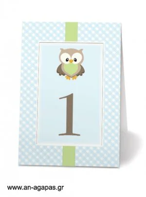 Αρίθμηση  τραπεζιού  Little  Owl  Blue 
