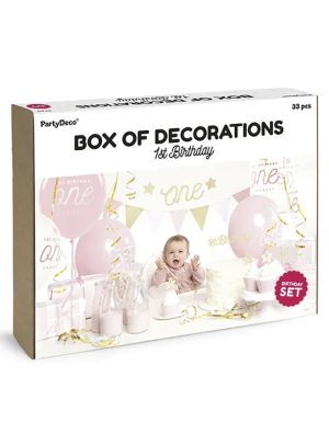 Σετ Διακόσμησης 1st Birthday Pink