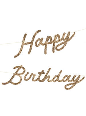 Γιρλάντα Gold Glitter Happy Birthday