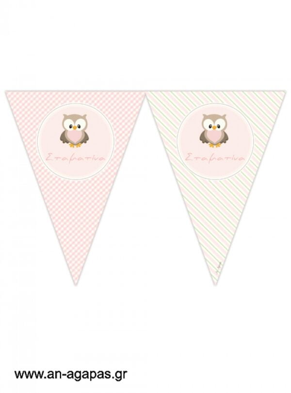 Banner-Σημαιάκια  Little  Owl  Pink