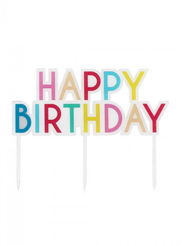Cake Topper Πολύχρωμο Happy Birthday