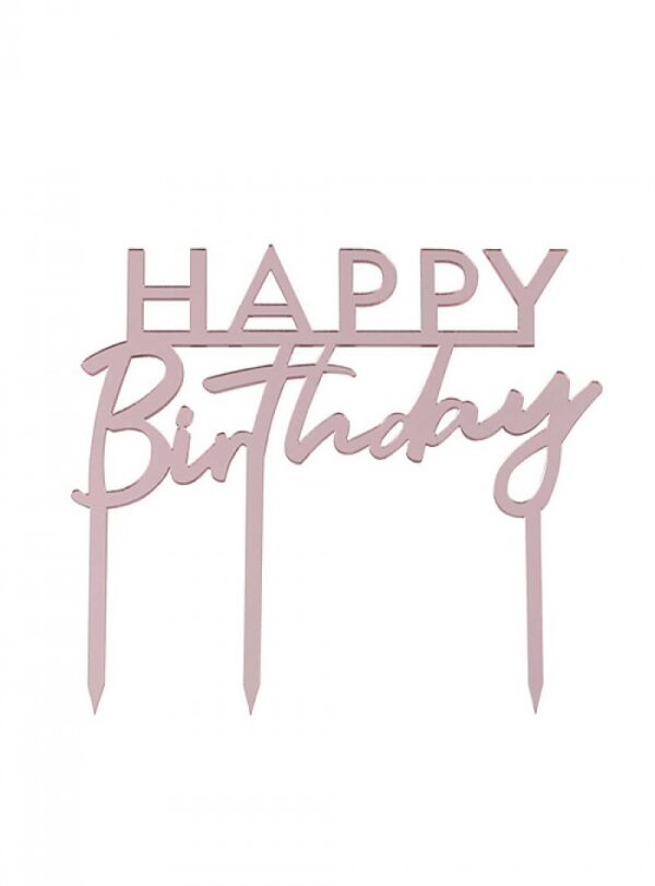 Cake Topper Ροζ Happy Birthday