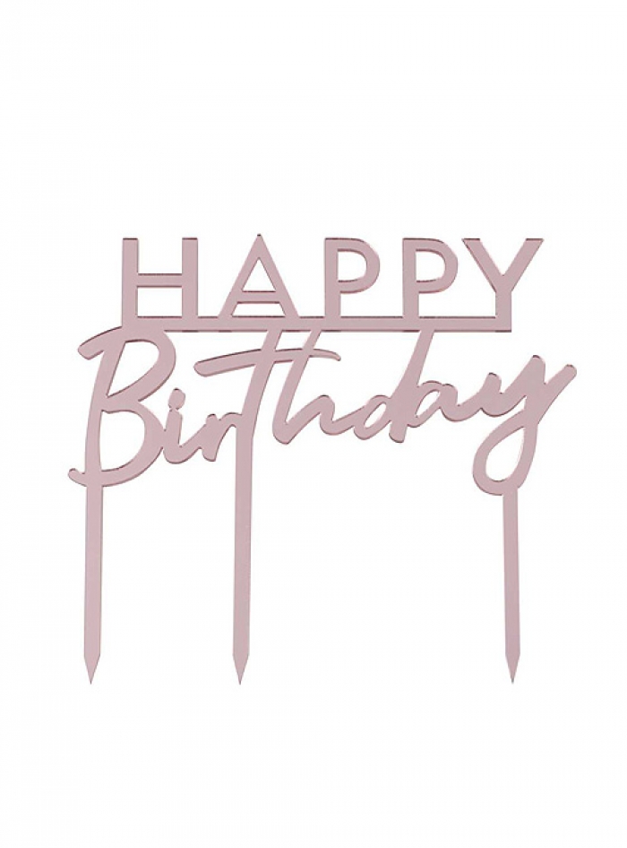 Cake Topper Ροζ Happy Birthday