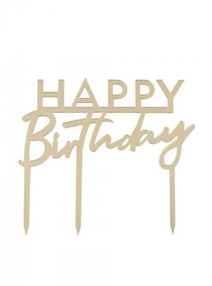 Cake Topper Χρυσό Happy Birthday