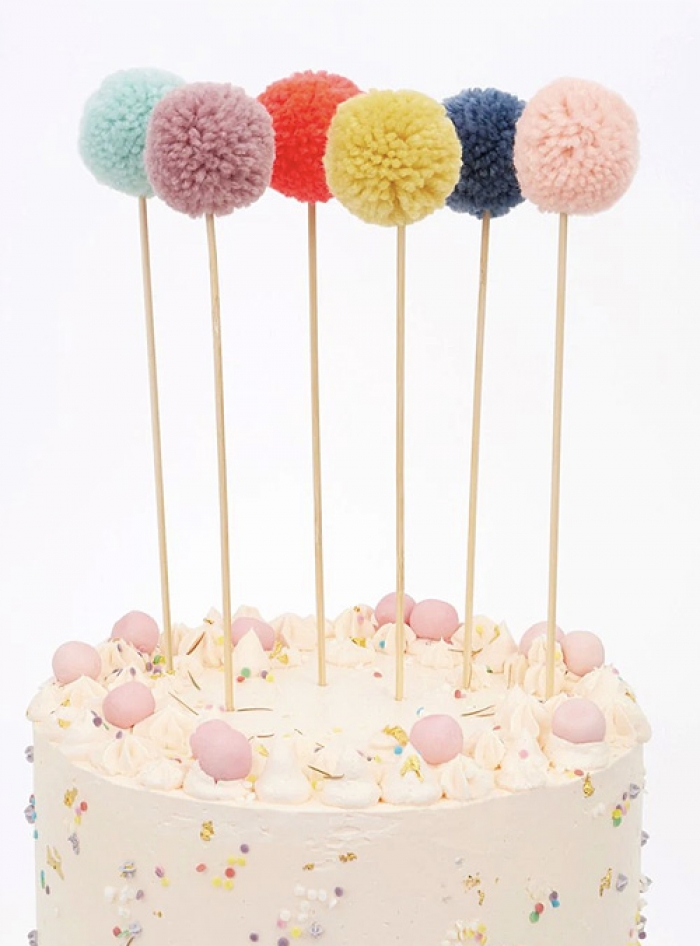 Cake Toppers Multi Pompom, 6τμχ