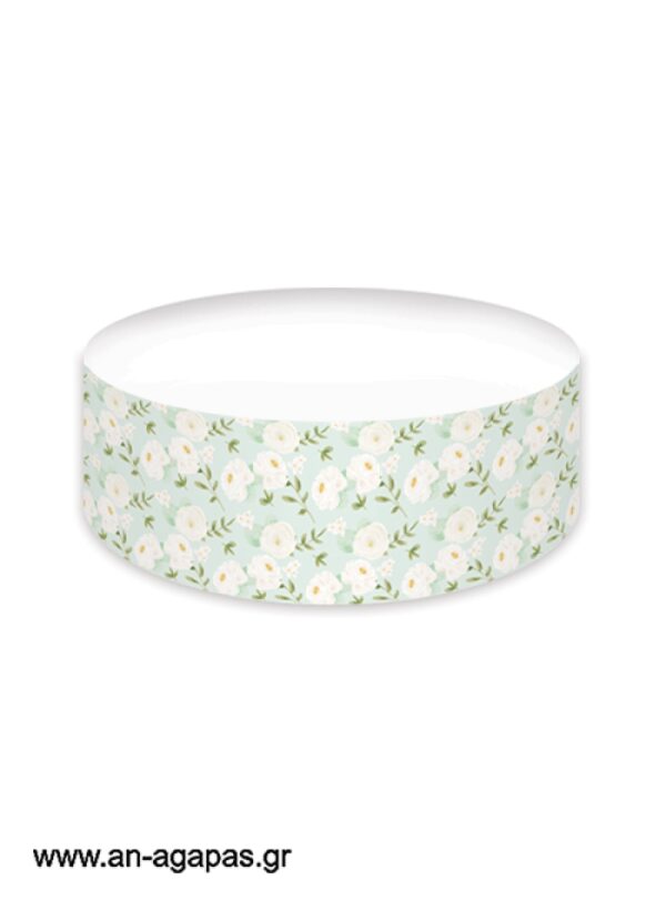 Cake banner Mint White Flowers