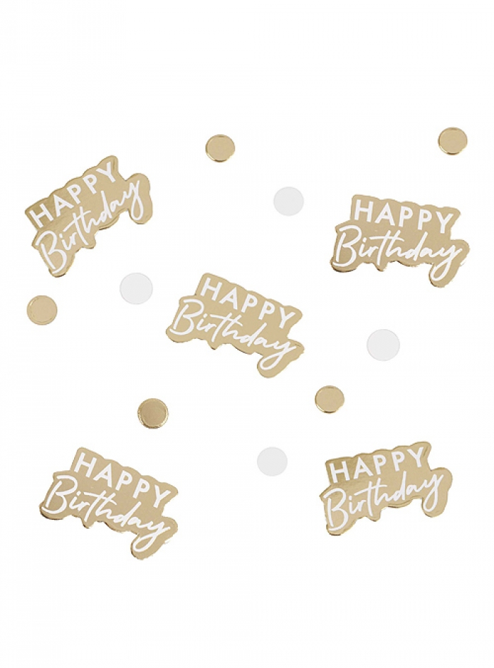 Confetti Χρυσό-Λευκό Happy Birthday