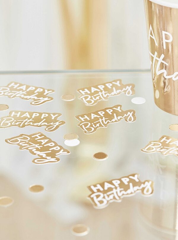 Confetti Χρυσό-Λευκό Happy Birthday